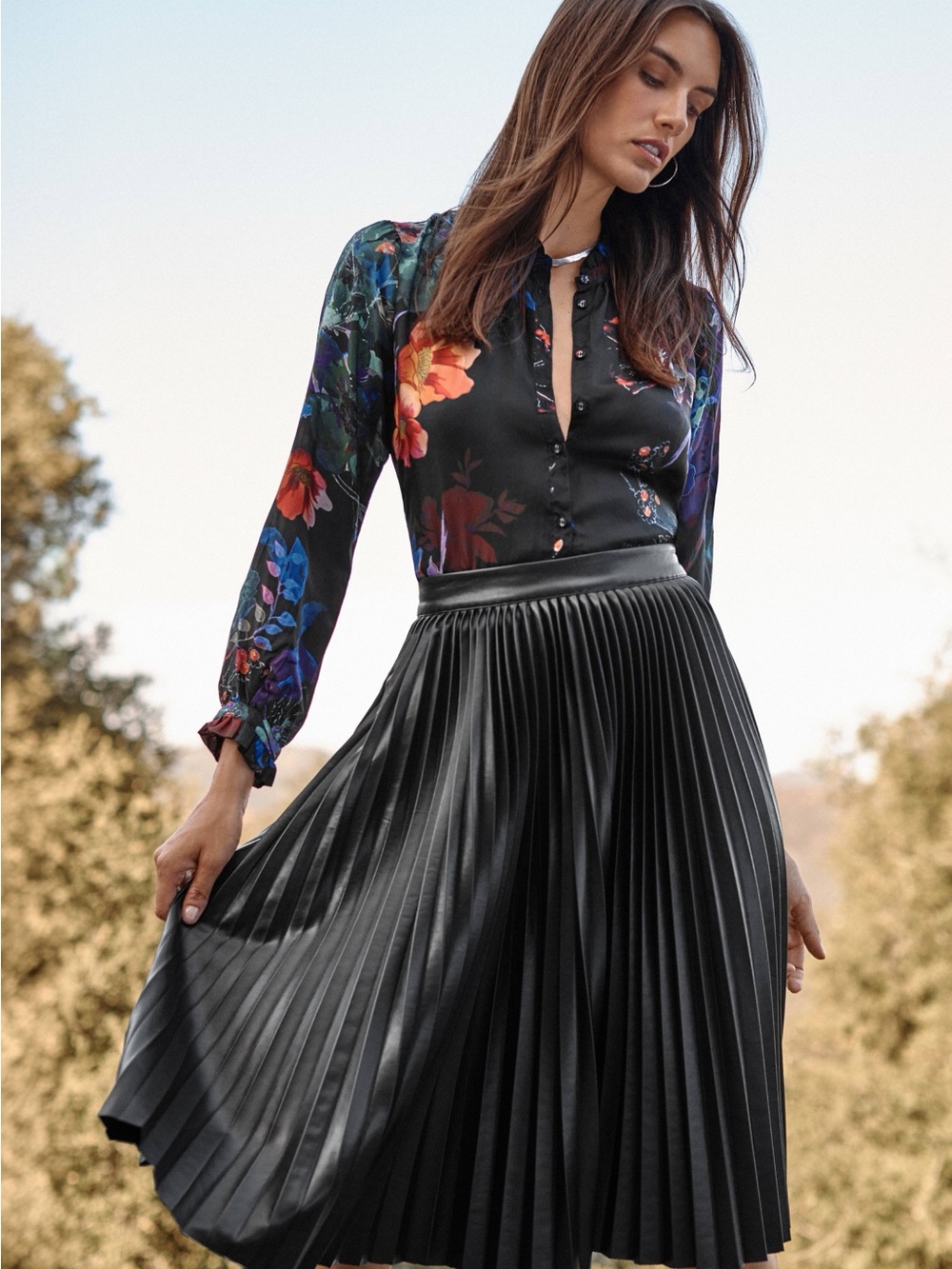 NWT Johnny Was Jade Emmi Vegan Leather Pleated Skirt 🦋